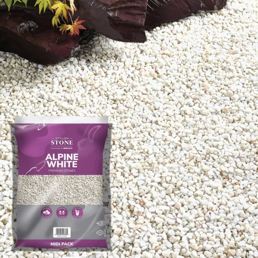 Stylish Stone Premium Alpine White Chippings - Midi Pack - 9kg -Garden And Outdoor Goods Store 12808258 9424902947298426