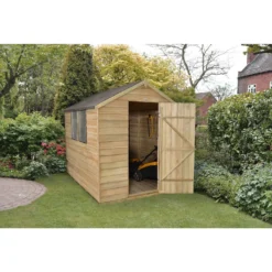 8x6ft Forest Natural Timber Overlap Apex Pressure Treated Wooden Shed -Garden And Outdoor Goods Store 12810904 1374845600371583