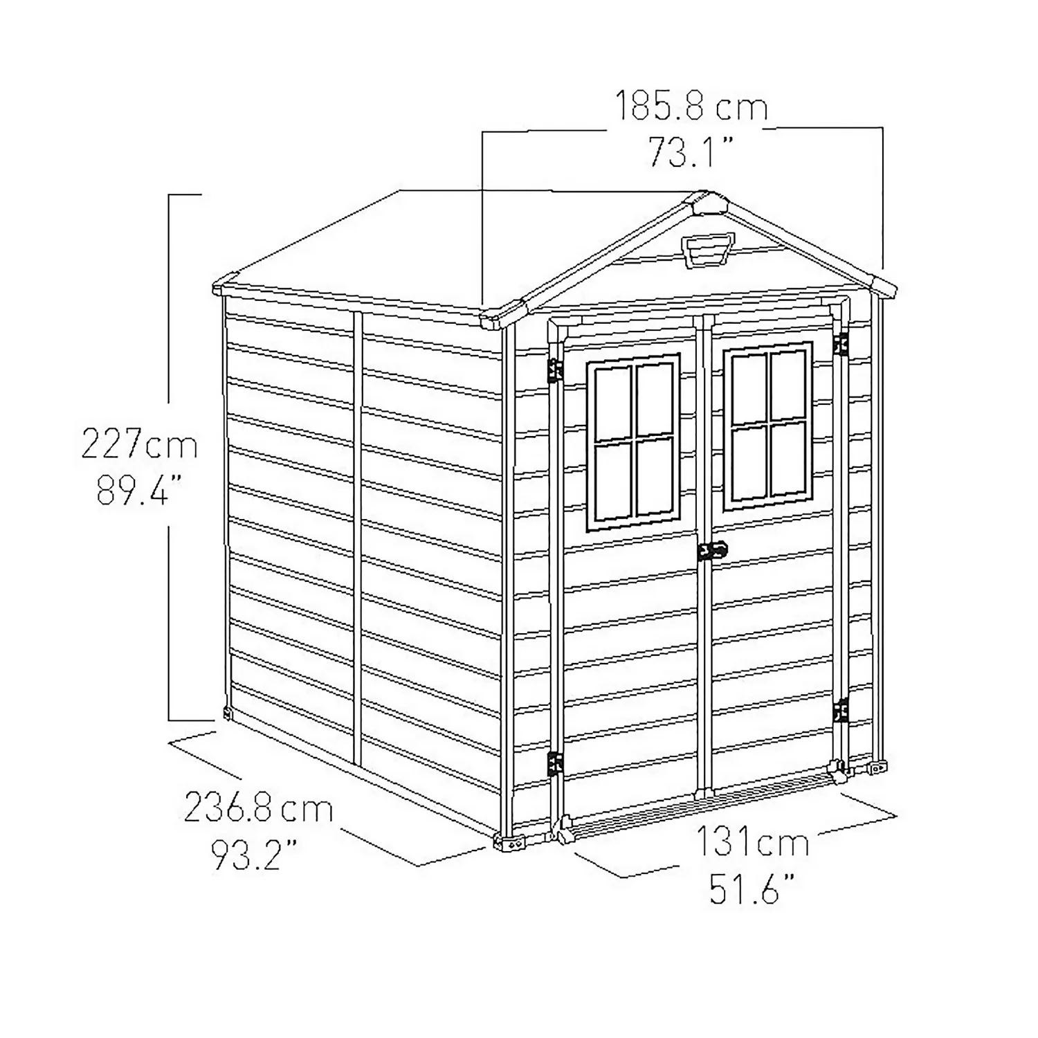 Keter Scala 6 X 8ft Outdoor Garden Apex Storage Shed - Brown 3 Keter Scala 6 X 8ft Outdoor Garden Apex Storage Shed - Brown - Image 3