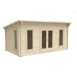 Forest Elmley 5.0m X 3.0m Log Cabin Double Glazed 34kg Polyester Felt, Plus Underlay - Installation Included