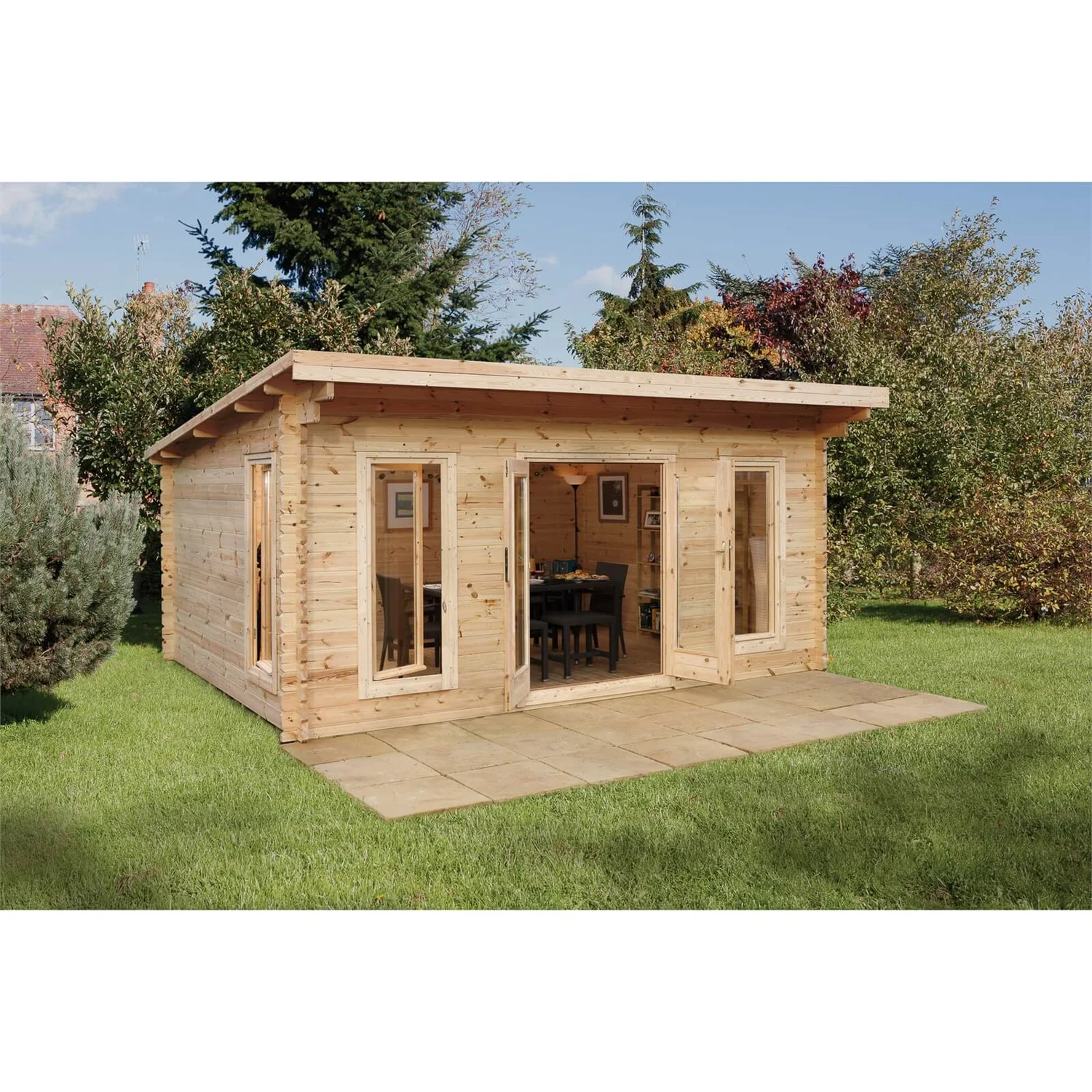 Forest Mendip 5.0m X 4.0m Log Cabin Double Glazed, 24kg Polyester Felt, No Underlay - Installation Included 2 Forest Mendip 5.0m X 4.0m Log Cabin Double Glazed, 24kg Polyester Felt, No Underlay - Installation Included - Image 2