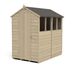 Forest 6 X 4ft Overlap Pressure Treated Apex Shed- 4 Window