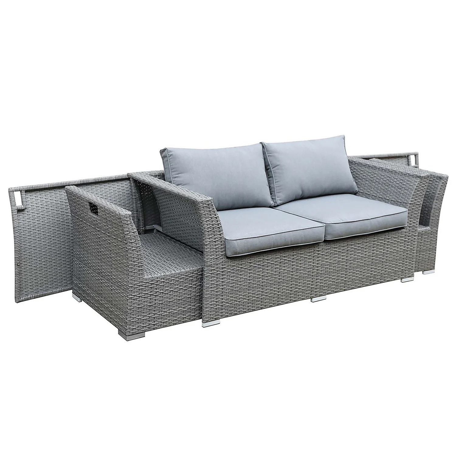 Bambrick 6 Seater Grey Rattan Garden Sofa Set 4 Bambrick 6 Seater Grey Rattan Garden Sofa Set - Image 4