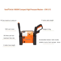 Yard Force 1800W 135Bar Compact Pressure Washer -Garden And Outdoor Goods Store 12892251 9054929620347179
