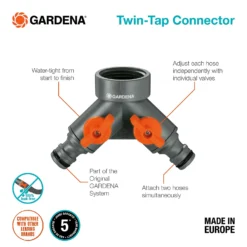 GARDENA Twin Tap Connector 26.5 Mm (G 3/4") 6 GARDENA Twin Tap Connector 26.5 Mm (G 3/4") -Garden And Outdoor Goods Store 13043402 2014907556796263