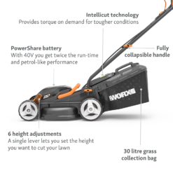 WORX 40V WG779E.1 Cordless Lawn Mower - 34cm -Garden And Outdoor Goods Store 13326413 2294944673153362