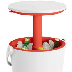 Keter GoBar Outdoor Ice Cooler Table Garden Furniture - Red / White -Garden And Outdoor Goods Store 13412934 7814910901693408