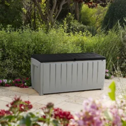 Keter Ace Outdoor Garden Storage Box 124 X 55 X 62.5 Cm - Grey And Black -Garden And Outdoor Goods Store 13432924 5964947994547391