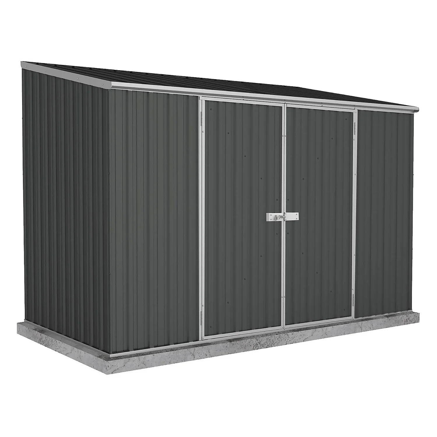 Absco 10 X 5ft Space Saver Metal Pent Shed - Dark Grey 1 Absco 10 X 5ft Space Saver Metal Pent Shed - Dark Grey