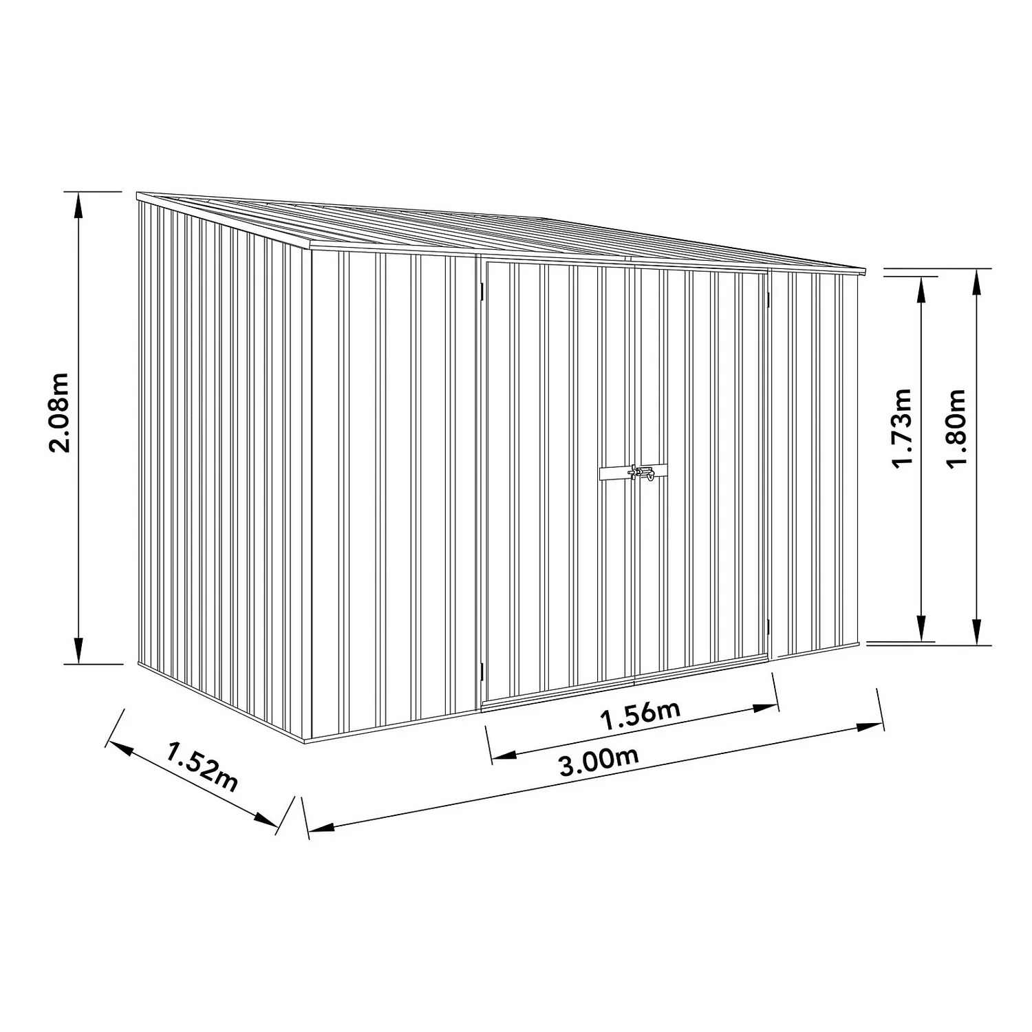 Absco 10 X 5ft Space Saver Metal Pent Shed - Dark Grey 3 Absco 10 X 5ft Space Saver Metal Pent Shed - Dark Grey - Image 3
