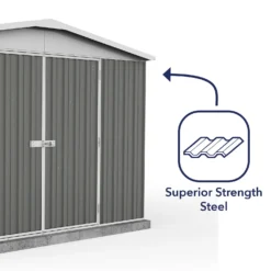 Absco 10x12ft Regent Metal Apex Shed - Grey -Garden And Outdoor Goods Store 13440862 1594929163982184