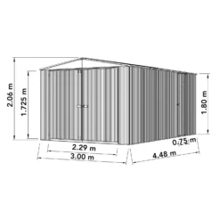 Absco 10 X 15ft Utility Workshop Apex Metal Shed - Zinc -Garden And Outdoor Goods Store 13440863 1074929163582140