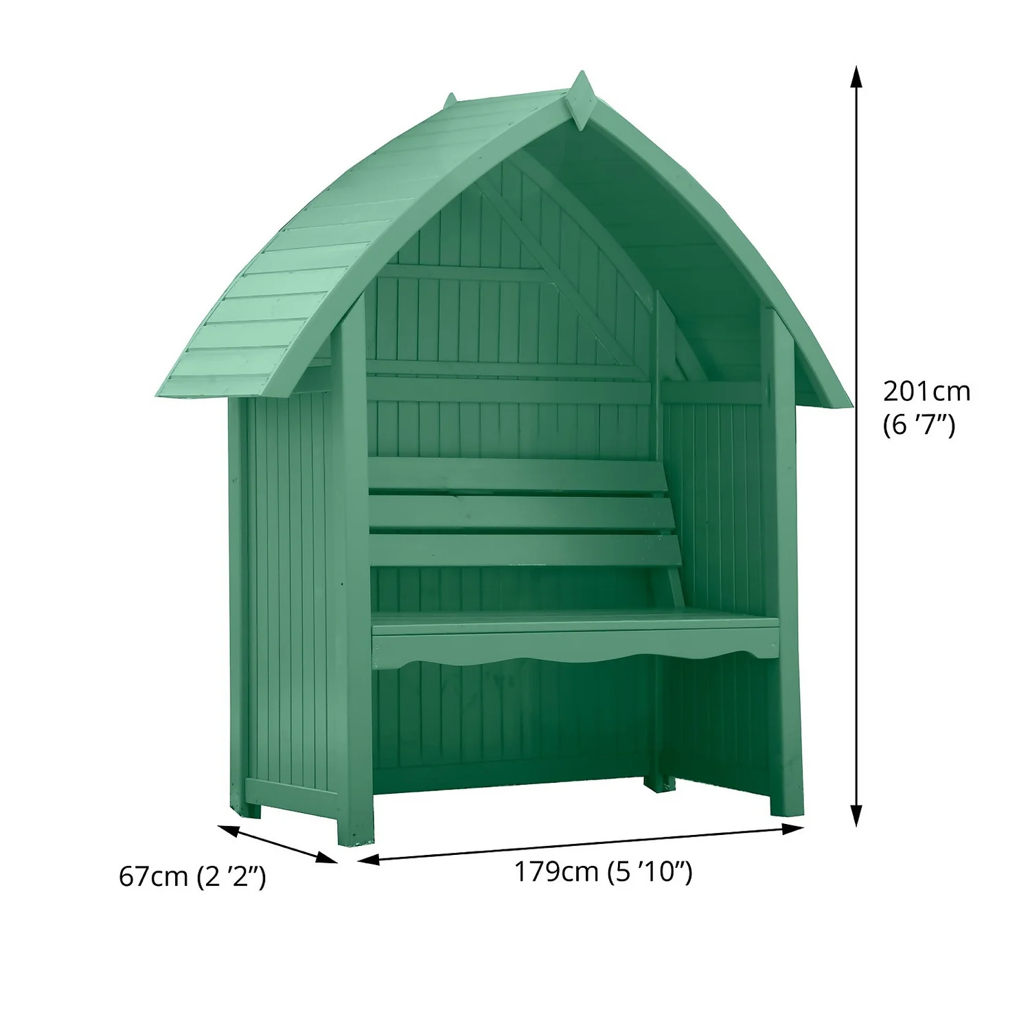 Country Living Wilmcote Arbour Seat Painted + Installation - Aurora Green 3 Country Living Wilmcote Arbour Seat Painted + Installation - Aurora Green - Image 3