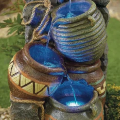 Stylish Fountain Pouring Pot Wall Water Feature With LEDs -Garden And Outdoor Goods Store 13846054 4034962027705207