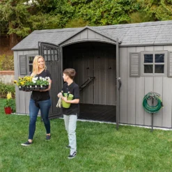 Lifetime 15 X 8ft Rough Cut Dual Entry Outdoor Storage Shed - Installation Included -Garden And Outdoor Goods Store 13911316 1134978027782540