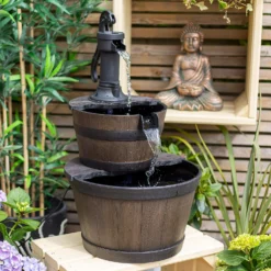 Stylish Fountain Whiskey Barrels Garden Water Feature -Garden And Outdoor Goods Store 13944159 1645005844956494