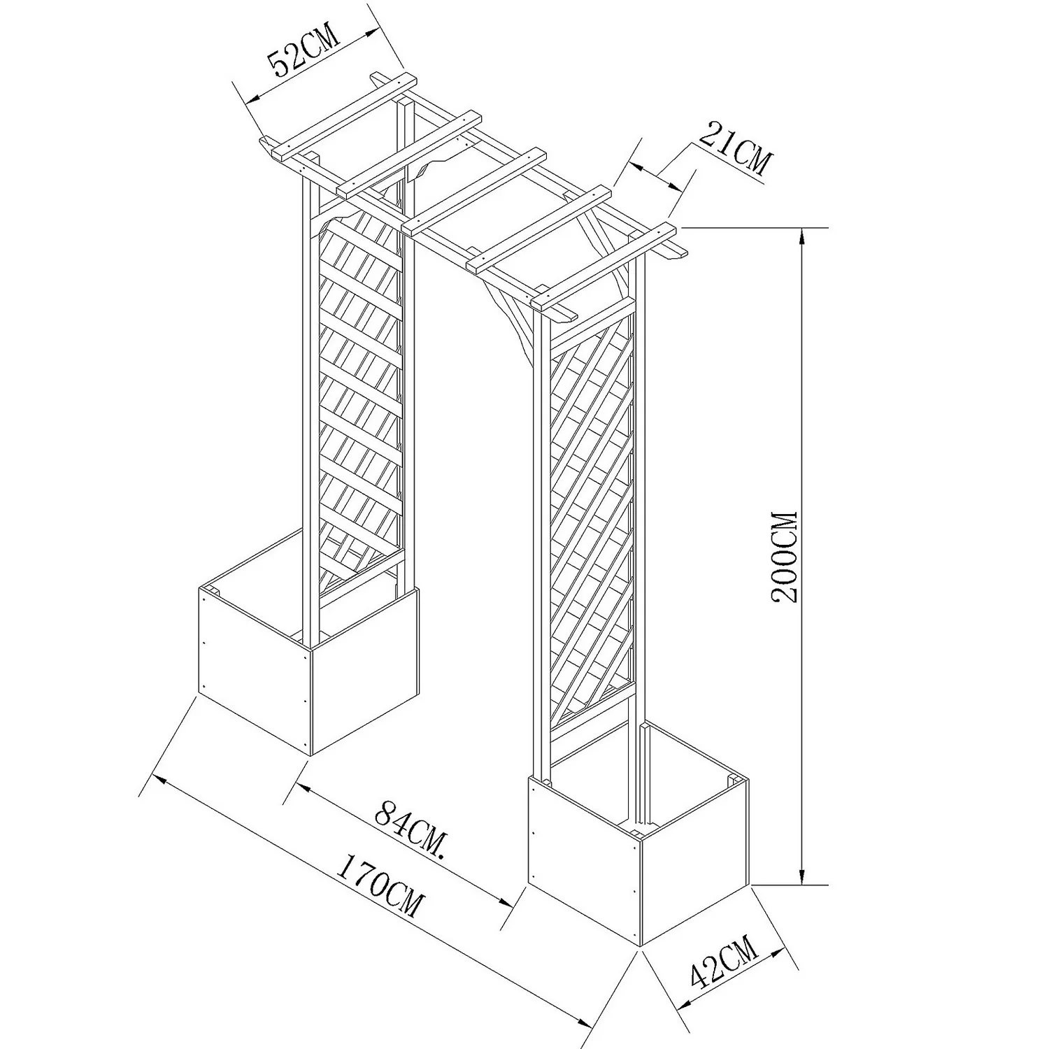 Homebase Wooden Garden Arched Trellis With Planters 7 Homebase Wooden Garden Arched Trellis With Planters - Image 7