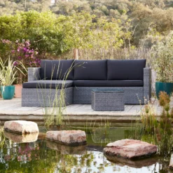 Alexandria Rattan Effect Garden Corner Sofa Set - Ash Grey -Garden And Outdoor Goods Store 13971225 1355022704388195