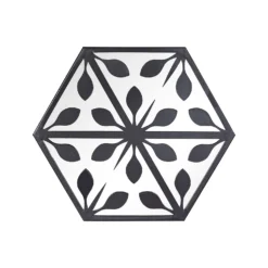 Hexagonal Laser Cut Outdoor Mirror 35cm - Black