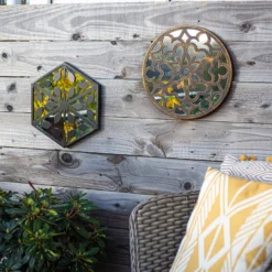 Hexagonal Laser Cut Outdoor Mirror 35cm - Black -Garden And Outdoor Goods Store 13981007 1595005835402682
