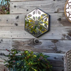 Hexagonal Laser Cut Outdoor Mirror 35cm - Black -Garden And Outdoor Goods Store 13981007 7105005835377797