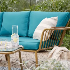 Omari Metal Garden Corner Sofa Set - Teal & Gold -Garden And Outdoor Goods Store 14005699 1825022704410191