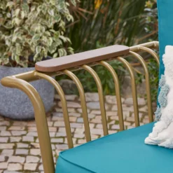 Omari Metal Garden Corner Sofa Set - Teal & Gold -Garden And Outdoor Goods Store 14005699 6155022704468337