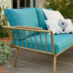 Omari Metal Garden Sofa Set - Teal & Gold -Garden And Outdoor Goods Store 14005703 3075022638036340