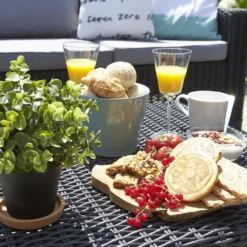 Keter California 2 Seater Outdoor Balcony Garden Furniture Set - Graphite With Grey Cushions -Garden And Outdoor Goods Store 14539588 1335041802411742