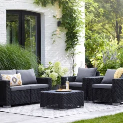 Keter California 4 Seater Outdoor Garden Furniture Lounge Set - Graphite With Grey Cushions 16 Keter California 4 Seater Outdoor Garden Furniture Lounge Set - Graphite With Grey Cushions -Garden And Outdoor Goods Store 14539591 3115041801816578