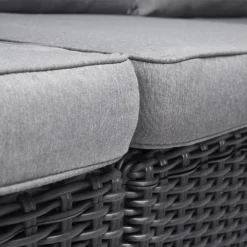 Keter California 3 Seater Outdoor Garden Furniture Chaise Longue - Graphite With Grey Cushions -Garden And Outdoor Goods Store 14539593 1145041802259396