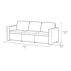 Keter California 3 Seater Outdoor Garden Furniture Chaise Longue - Graphite With Grey Cushions -Garden And Outdoor Goods Store 14539593 8735041802298177